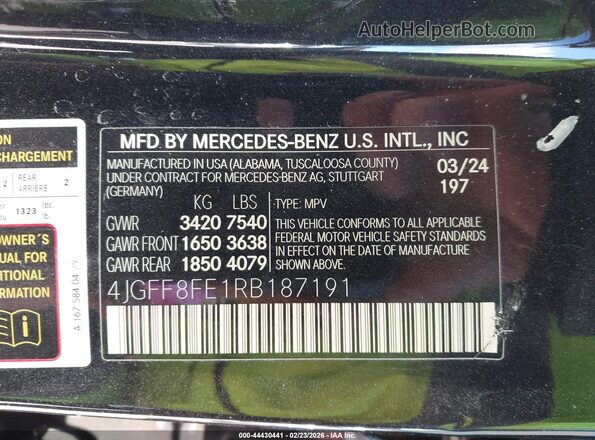 4JGFF8FE1RB187191 2024 MERCEDES-BENZ GLS 580 Black 