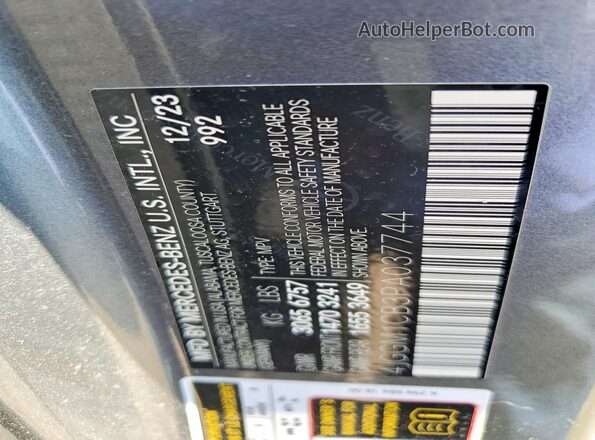 4JGGM1CB3PA037744 2023 MERCEDES-BENZ EQE Gray VIN կոդի պիտակի տեսք