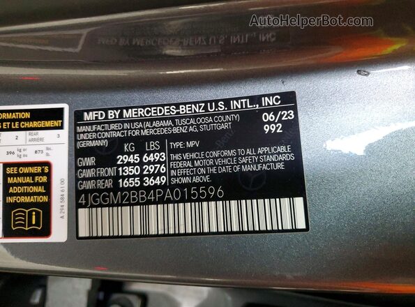 4JGGM2BB4PA015596 2023 MERCEDES-BENZ EQE Charcoal Панорамний вид салону 360°