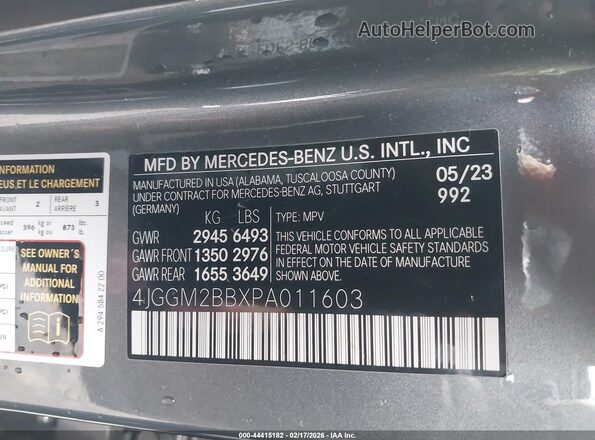 4JGGM2BBXPA011603 2023 MERCEDES-BENZ EQE 350+ SUV Gray Widok komory silnika