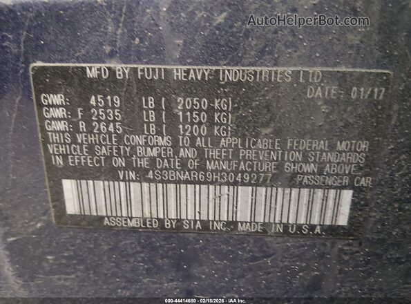 4S3BNAR69H3049277 2017 SUBARU LEGACY Синий Вид подкапотного пространства