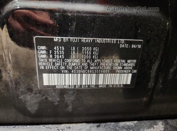 4S3BNBC66G3056605 2016 SUBARU LEGACY Black Widok komory silnika