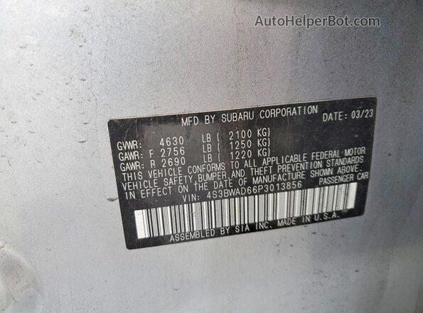 4S3BWAD66P3013856 2023 SUBARU LEGACY Silver Engine compartment view