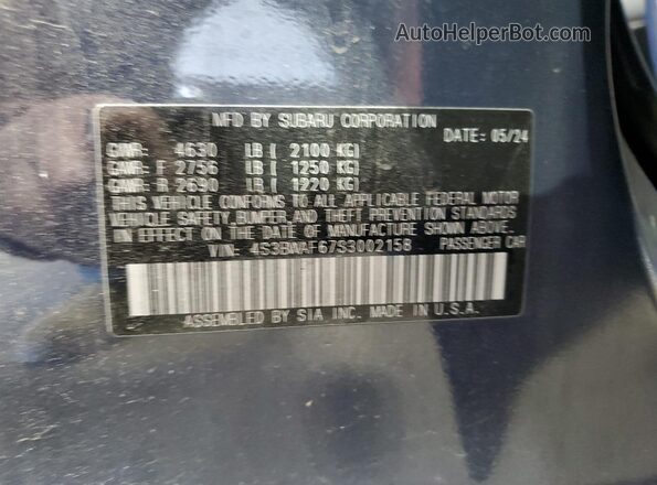 4S3BWAF67S3002158 2025 SUBARU LEGACY Blue Widok komory silnika