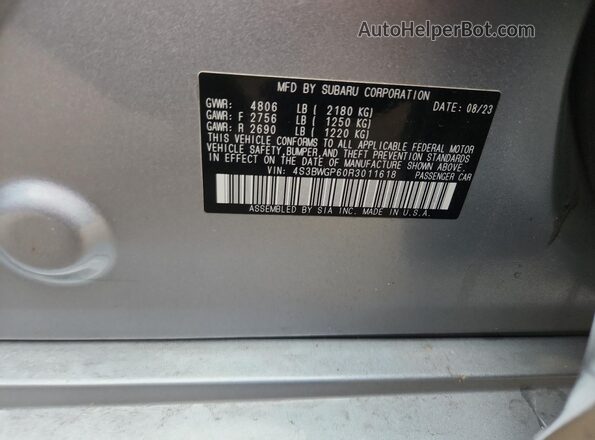 4S3BWGP60R3011618 2024 SUBARU LEGACY Серебряный Вид подкапотного пространства