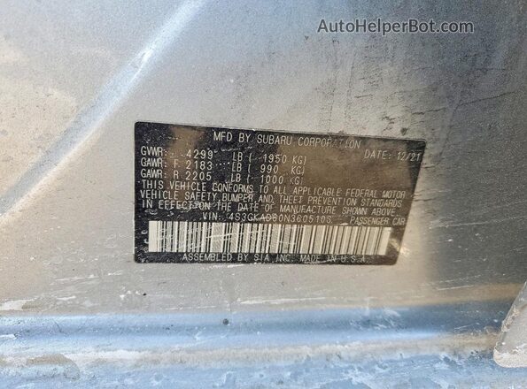 4S3GKAD60N3605106 2022 SUBARU IMPREZA Silver ძრავის განყოფილების ხედი
