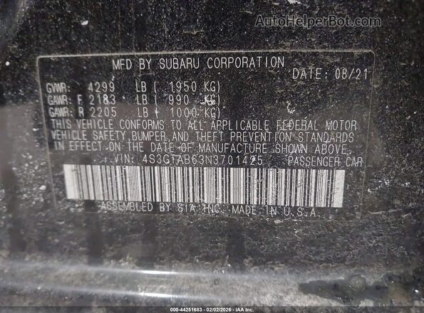 4S3GTAB63N3701425 2022 SUBARU IMPREZA Black Vista del compartimento del motor