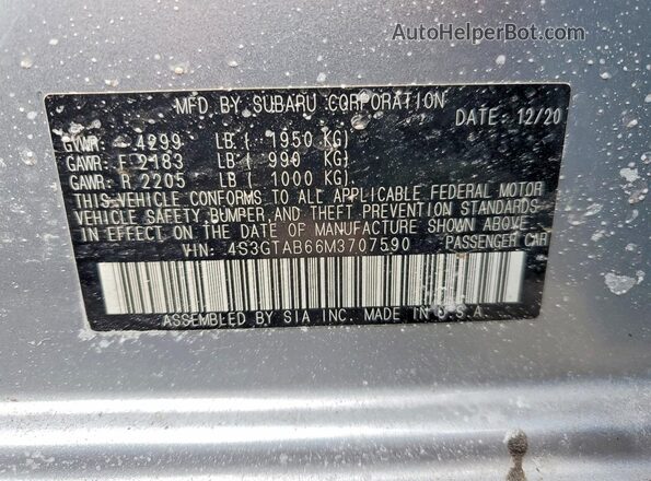 4S3GTAB66M3707590 2021 SUBARU IMPREZA Silver 