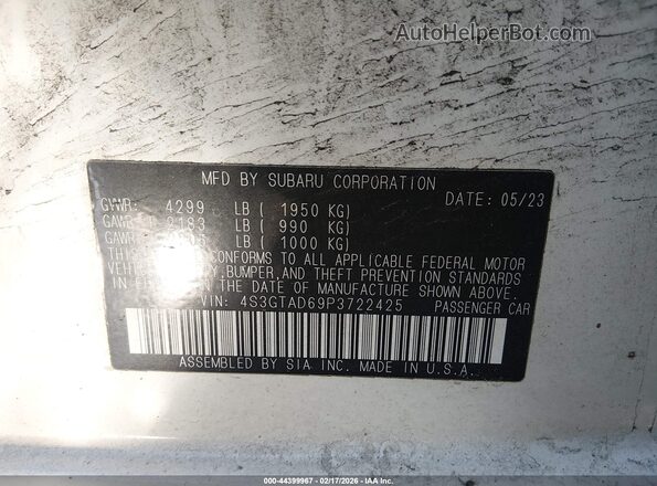 4S3GTAD69P3722425 2023 SUBARU IMPREZA White Widok komory silnika