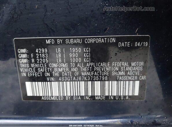 4S3GTAJ67K3735798 2019 SUBARU IMPREZA Navy 