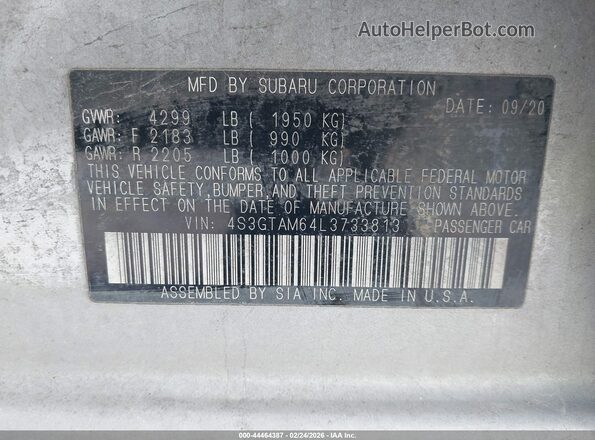 4S3GTAM64L3733813 2020 SUBARU IMPREZA Silver 