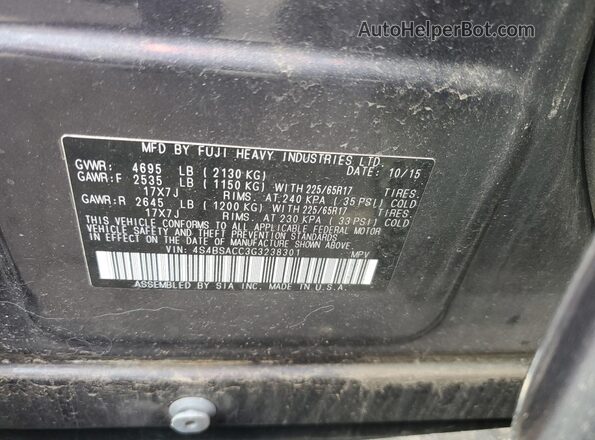 4S4BSACC3G3238301 2016 SUBARU OUTBACK Blue Engine compartment view