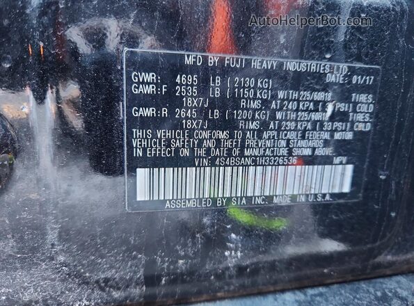 4S4BSANC1H3326536 2017 SUBARU OUTBACK Black VIN კოდის სტიკერის ხედი