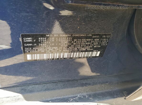 4S4BTACCXP3124423 2023 SUBARU OUTBACK Синий Вид подкапотного пространства