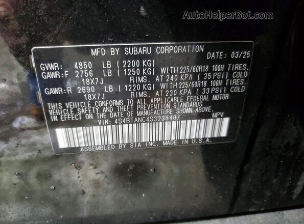 4S4BTANC4S3238407 2025 SUBARU OUTBACK Black Widok komory silnika