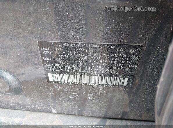 4S4BTAPC7R3156694 2024 SUBARU OUTBACK Gray Widok komory silnika
