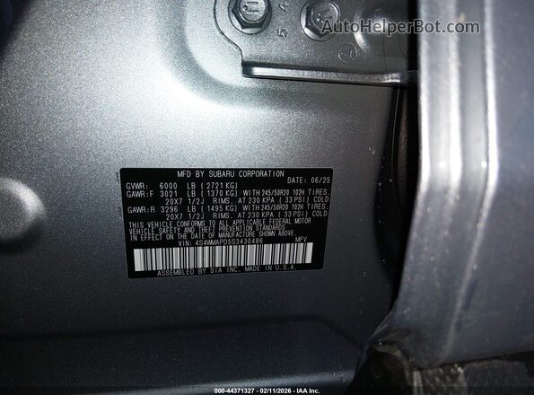 4S4WMAPD5S3430486 2025 SUBARU ASCENT Silver 