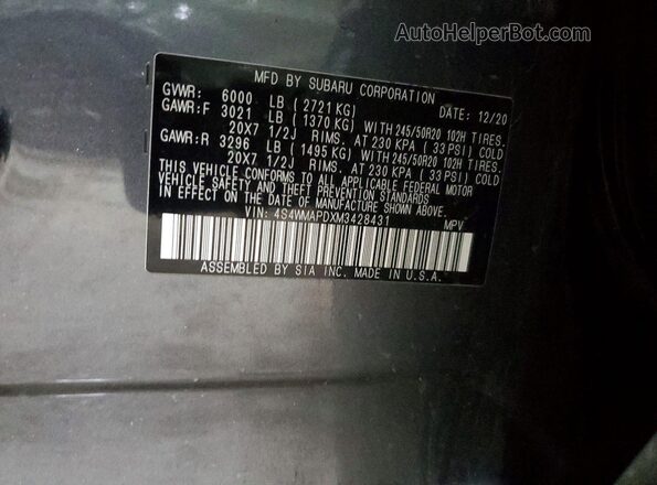 4S4WMAPDXM3428431 2021 SUBARU ASCENT Gray 