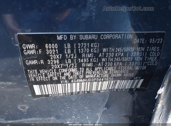4S4WMAUD3P3441630 2023 SUBARU ASCENT Dark Blue 