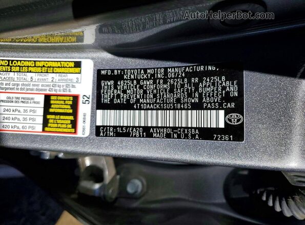 4T1DAACK1SU518465 2025 TOYOTA CAMRY Silver 