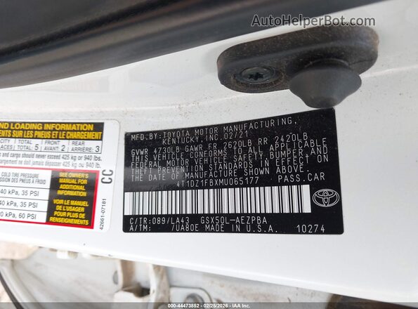 4T1DZ1FBXMU065177 2021 TOYOTA LIMITED White 