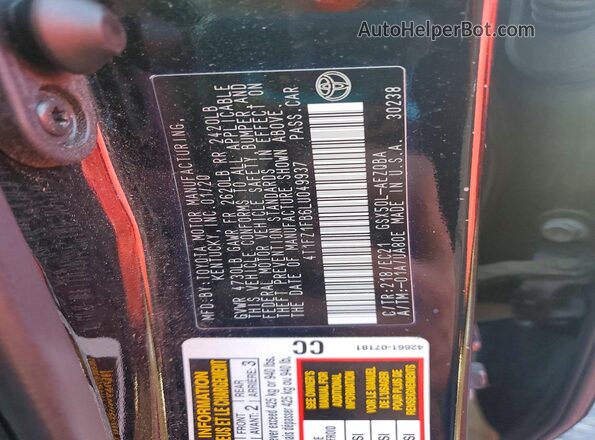 4T1FZ1FB6LU049937 2020 TOYOTA AVALON Black Вид підкапотного простору