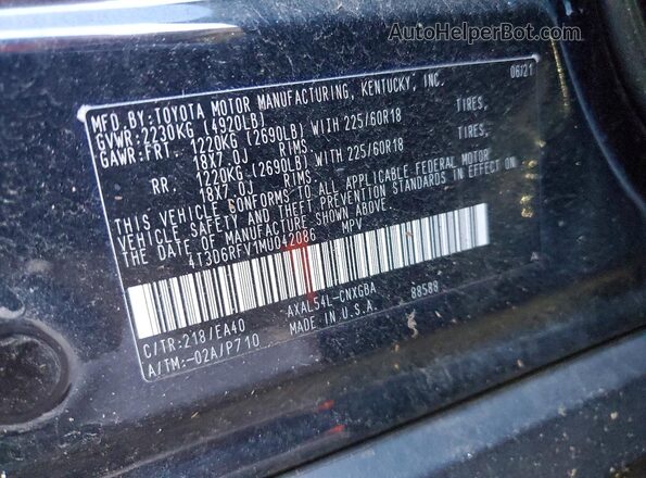 4T3D6RFV1MU042086 2021 TOYOTA LIMITED Black Вид підкапотного простору