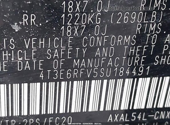 4T3E6RFV5SU184491 2025 TOYOTA RAV4 HYBRID White Engine compartment view