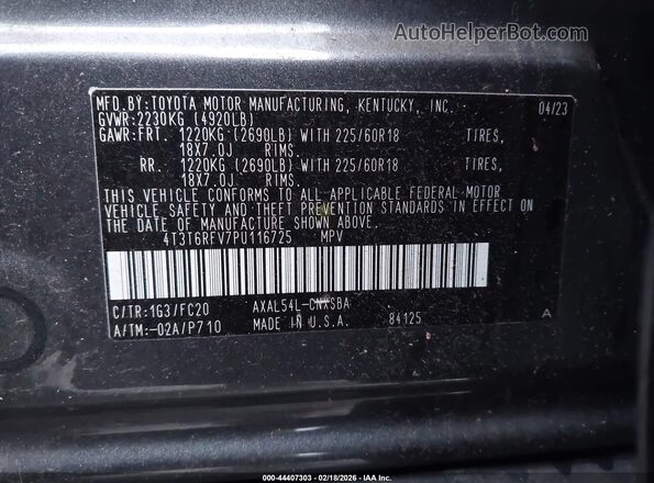 4T3T6RFV7PU116725 2023 TOYOTA RAV4 HYBRID Gray Շարժիչի բաժամունքի տեսք