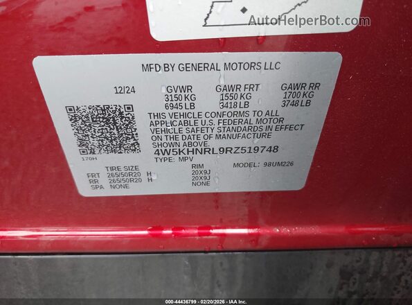 4W5KHNRL9RZ519748 2024 ACURA ZDX Red Vista del compartimento del motor