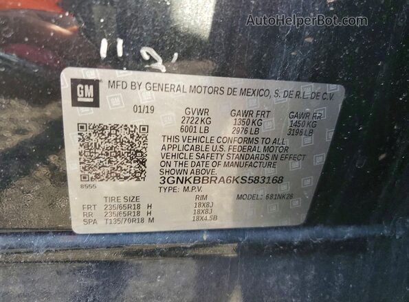 3GNKBBRA6KS583168 2019 CHEVROLET BLAZER Black 
