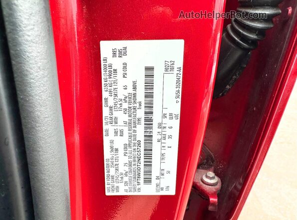 1FT8W3DT2NEC57260 2022 FORD F350 Red Вид задньої частини салону