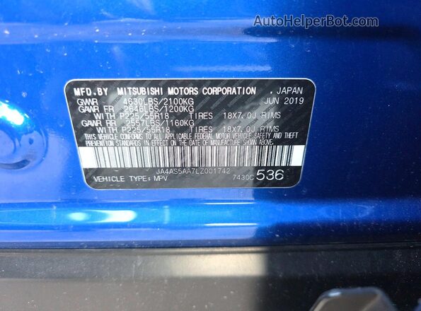 JA4AS5AA7LZ001742 2020 MITSUBISHI ECLIPSE Blue 