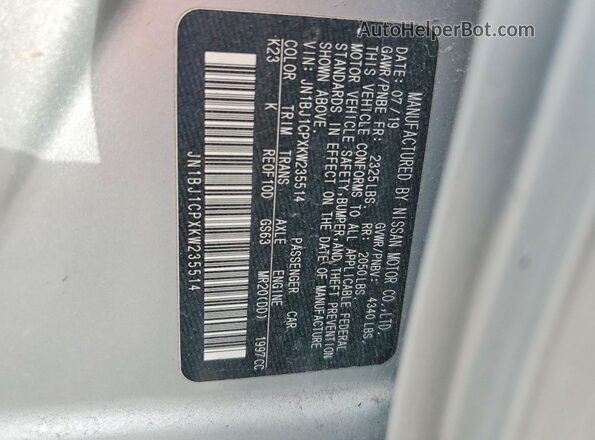 JN1BJ1CPXKW235514 2019 NISSAN ROGUE Silver 