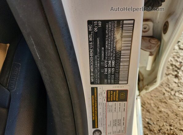 55SWF4KB5GU107392 2016 MERCEDES-BENZ C White Vista de la etiqueta del VIN