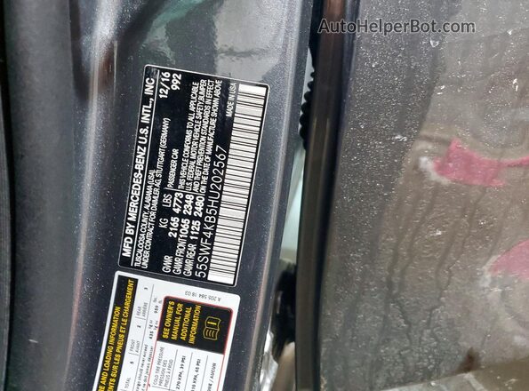 55SWF4KB5HU202567 2017 MERCEDES-BENZ C Gray ძრავის განყოფილების ხედი