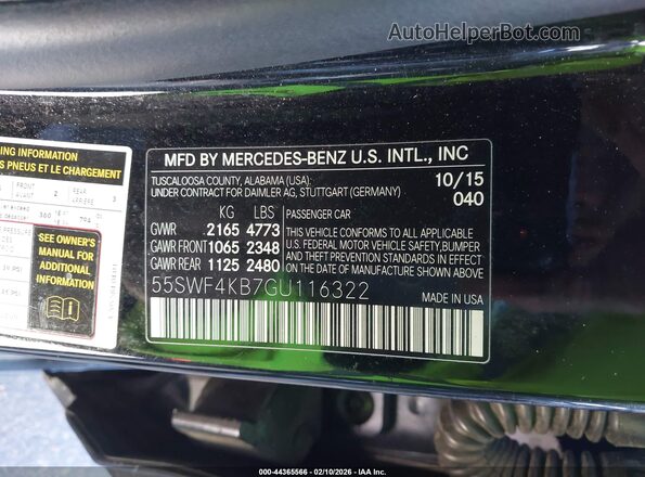 55SWF4KB7GU116322 2016 MERCEDES-BENZ C-CLASS Black Շարժիչի բաժամունքի տեսք