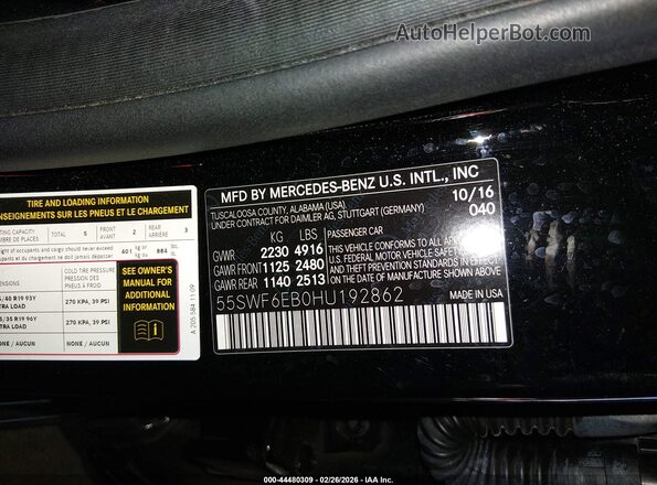 55SWF6EB0HU192862 2017 MERCEDES-BENZ AMG C 43 Black Вид підкапотного простору