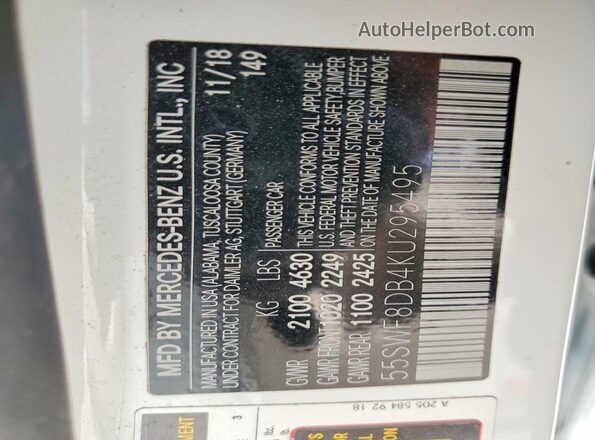 55SWF8DB4KU295495 2019 MERCEDES-BENZ C Silver 