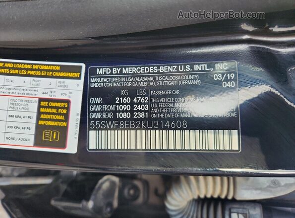 55SWF8EB2KU314608 2019 MERCEDES-BENZ C Black 