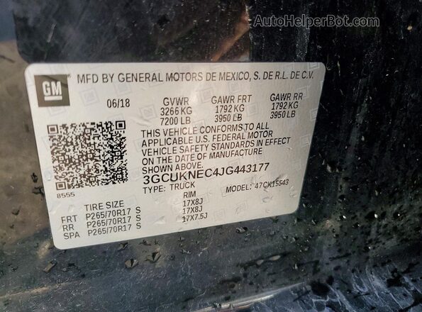 3GCUKNEC4JG443177 2018 CHEVROLET SILVERADO Black VIN կոդի պիտակի տեսք