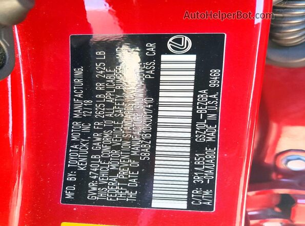 58ABZ1B10KU017410 2019 LEXUS ES Red Շարժիչի բաժամունքի տեսք