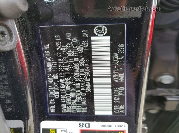 58ADA1C15RU041498 2024 LEXUS ES Black Widok komory silnika