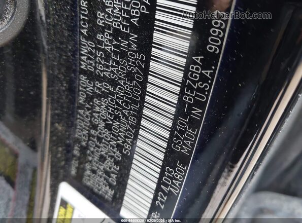 58ADZ1B11LU070725 2020 LEXUS ES 350 Black 