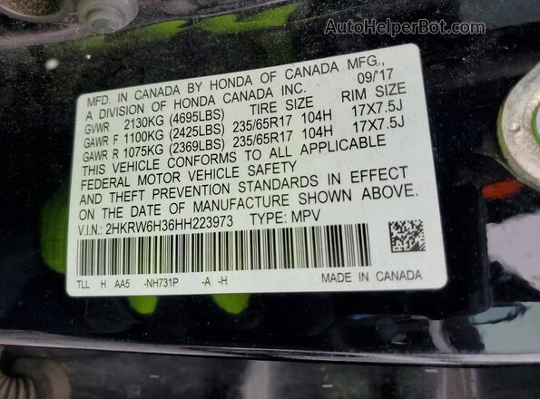 2HKRW6H36HH223973 2017 HONDA CRV Black 