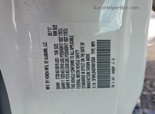 5FNRL5H62HB010384 2017 HONDA ODYSSEY White 