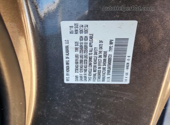 5FNRL6H76KB009731 2019 HONDA ODYSSEY Gray 