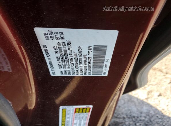 5FNRL6H77KB138299 2019 HONDA ODYSSEY Burgundy VIN sticker view