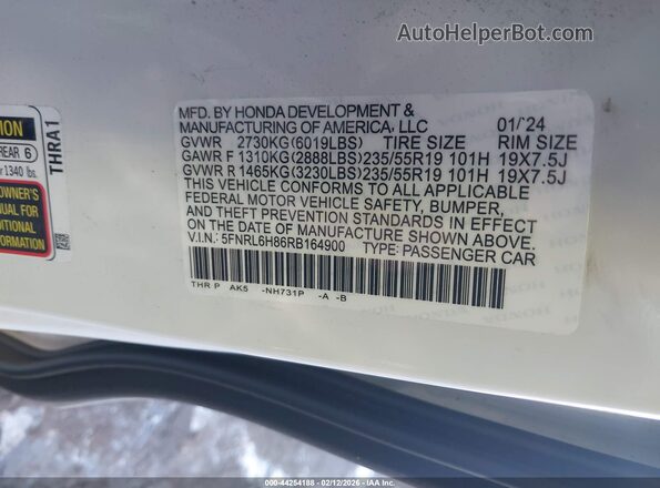 5FNRL6H8XRB064900 2024 HONDA ODYSSEY White Widok komory silnika