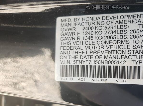 5FNYF7H56NB005142 2022 HONDA PASSPORT  Widok komory silnika